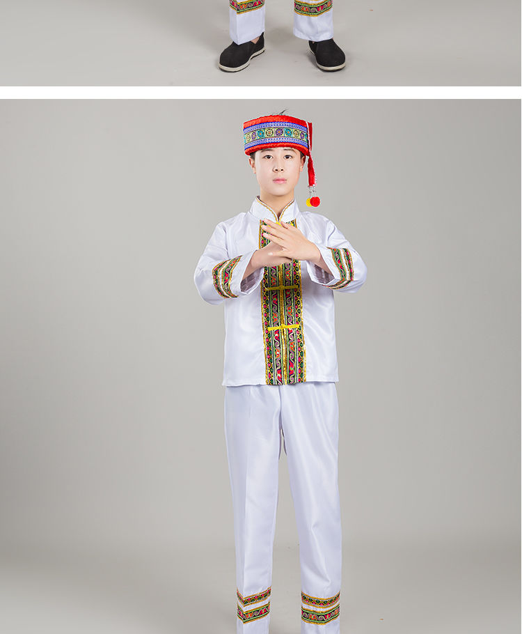 新款苗族服装男云南少数民族葫芦丝表演服装广西三月三壮族演出服