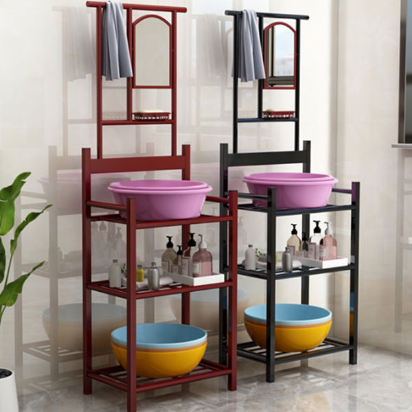 周鼎皖多功能洗脸洗手架子落地家用面盆脸盆架豪华带镜子款