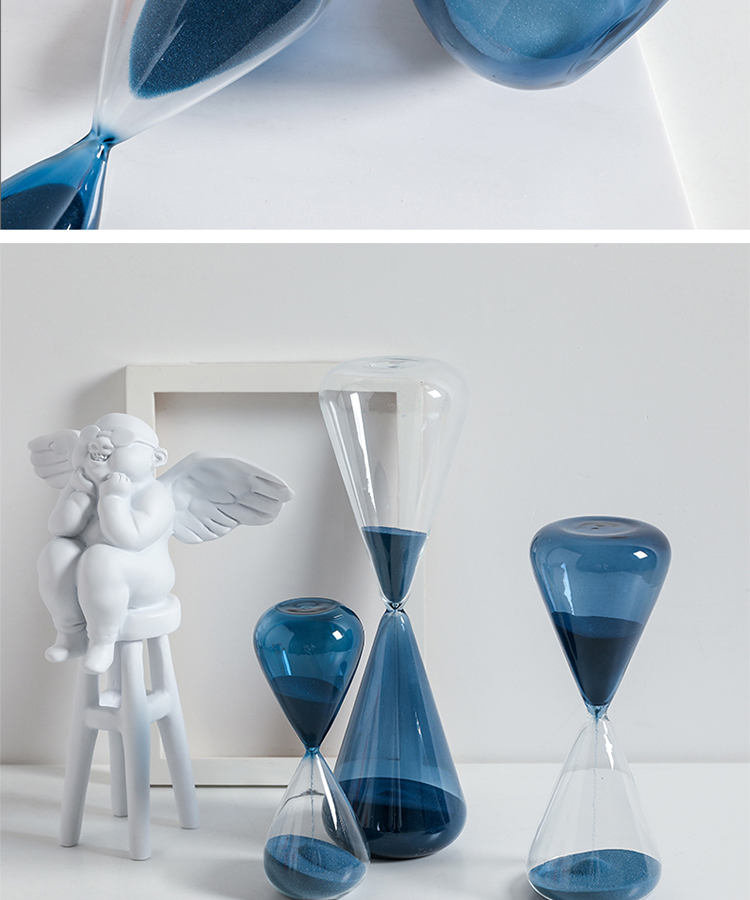 十门造器北欧创意个性水滴玻璃沙漏摆件计时器轻奢客厅办公室装饰品
