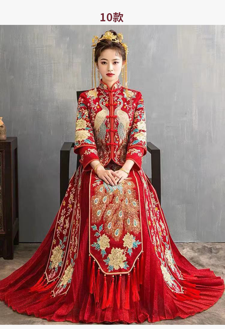 热卖秀禾服冬季2019新款中式婚纱礼服大码敬酒服新娘结婚古装嫁衣