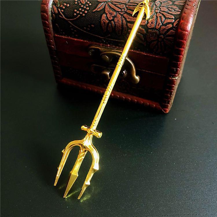 dc联盟热门海王三叉戟钥匙扣锌合金电镀古金钥匙圈挂件枪色