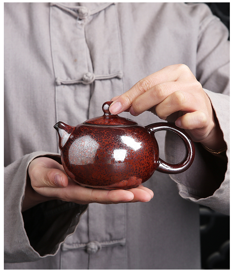 凯斯唯嘉陈为椿大师火龙西施壶原矿天目釉茶壶手工球孔泡茶器单壶