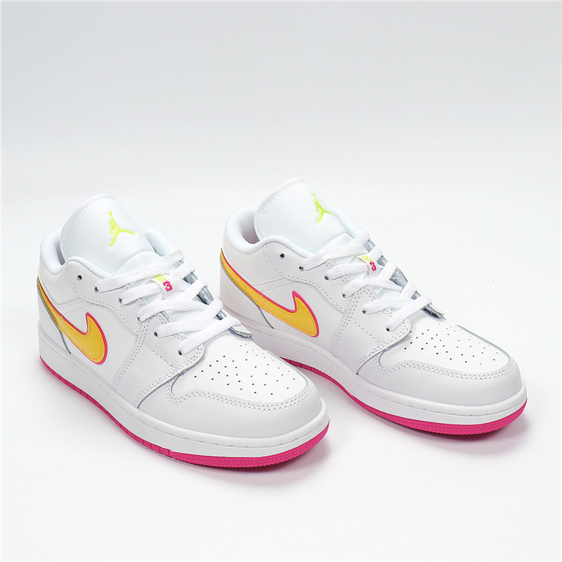 jordan1aj1白黄粉糖果女子低帮运动休闲篮球板鞋跑步鞋cv4610100