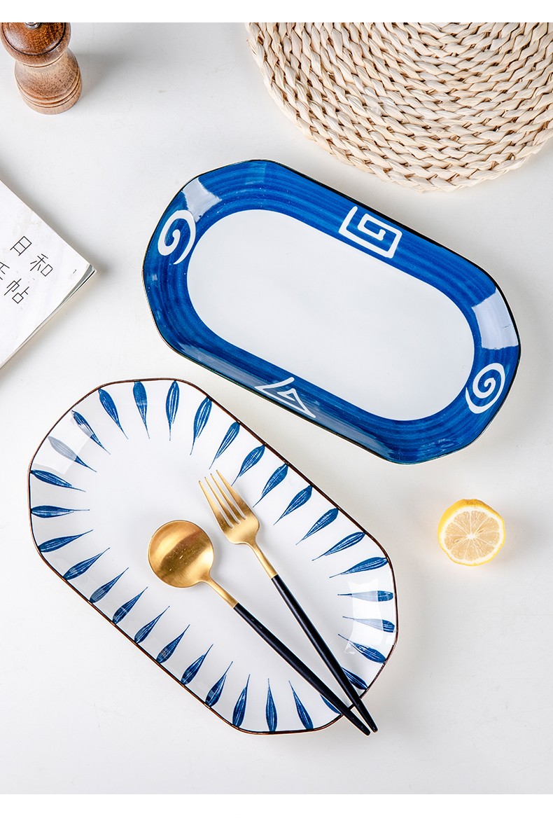 12英寸鱼盘子家用长方形大号创意新款陶瓷网红日式蒸鱼盘