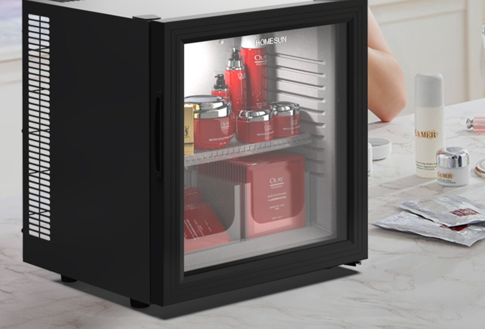 卧室迷你小型冰吧透明冷藏小冰箱车载冷藏饮料柜_bg49冷藏微冷冻49l钢