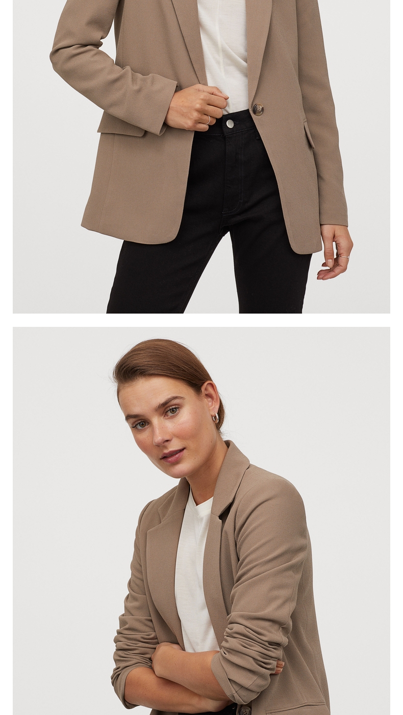 暖青汇女士西服 hm女装小西装外套女春装2020款单排扣休闲小西服女