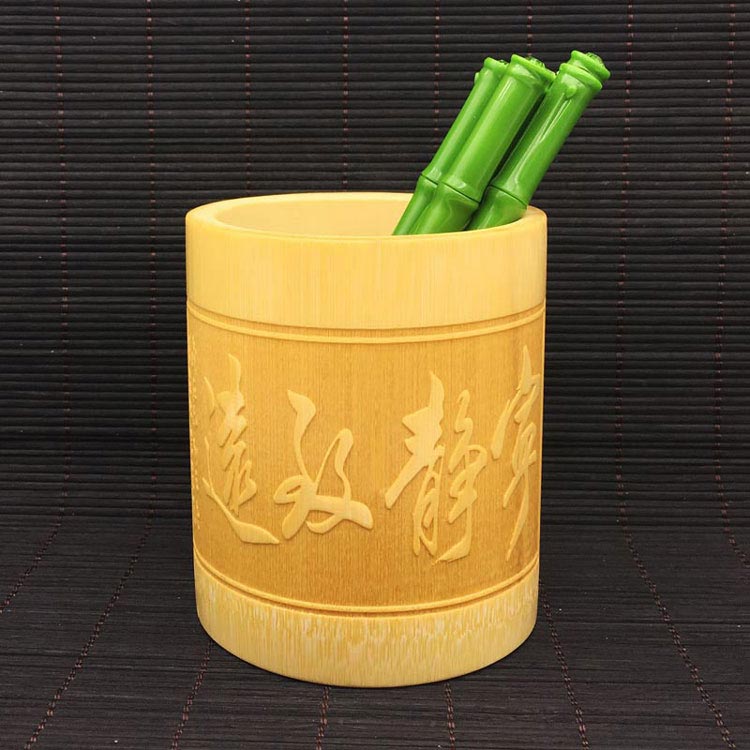 竹笔筒创意时尚仿古复古竹子笔筒桌面收纳盒笔座老师生日礼品