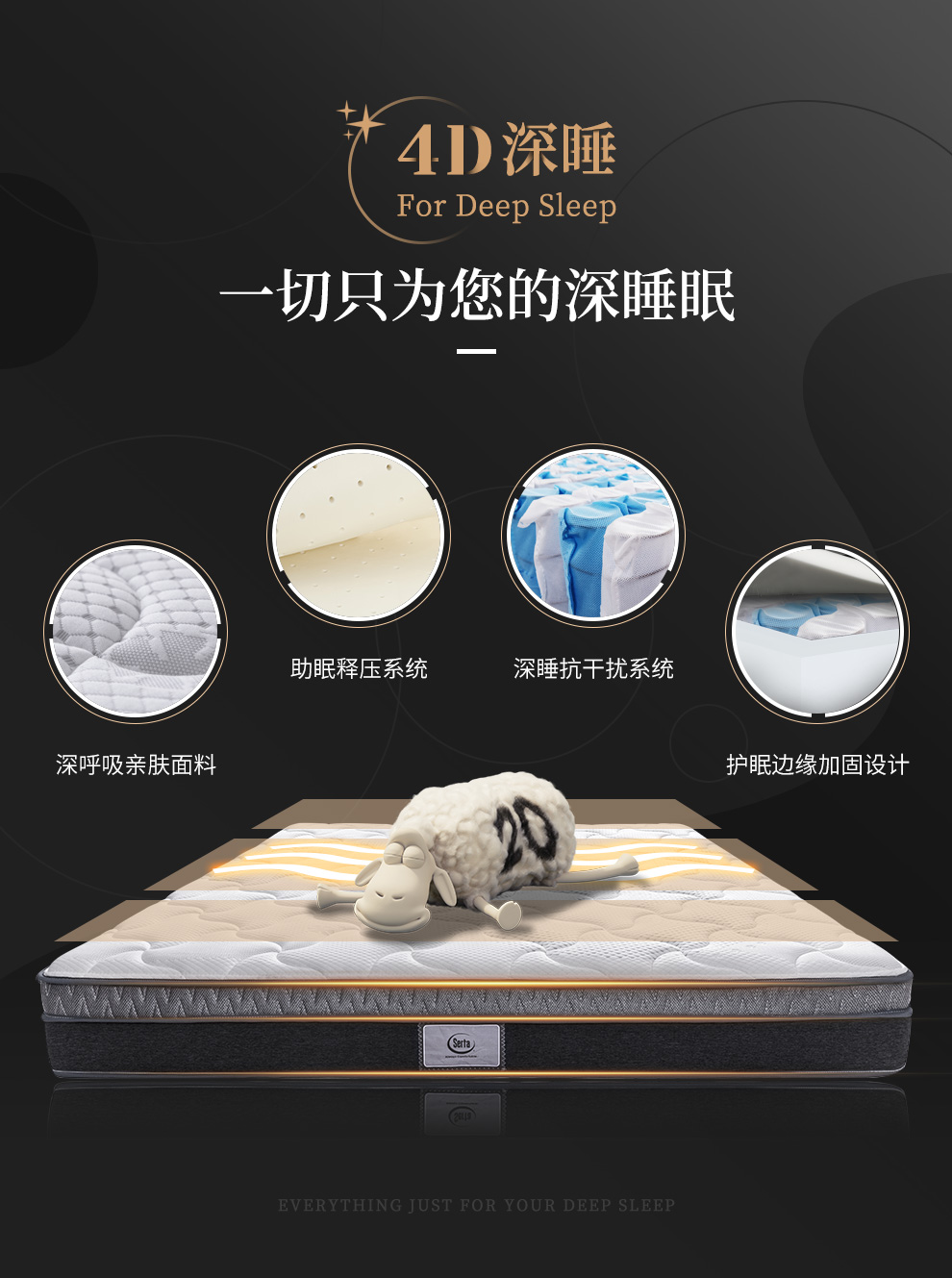 serta/舒达 梦鹿 乳胶弹簧床垫左右旋独袋弹簧 双人床垫10-20天发货