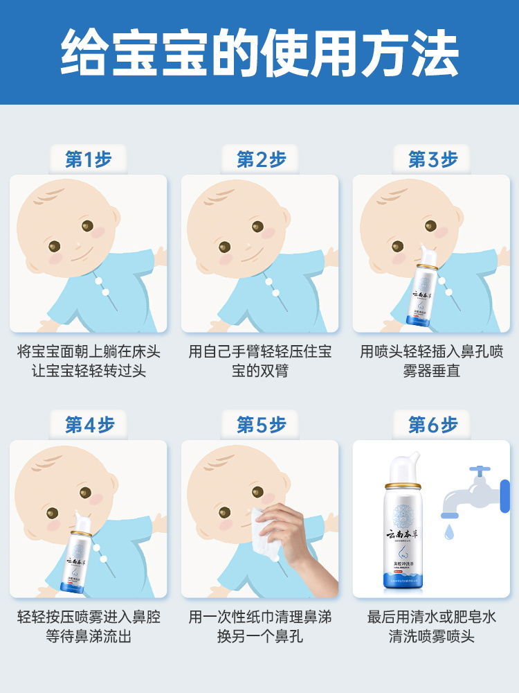 洗鼻器儿童鼻炎膏特效生理性盐水雾化鼻窦吸鼻腔成人冲洗鼻子海盐儿童
