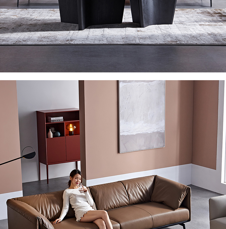 爱舒asnug真皮沙发北欧头层牛皮客厅整装现代简约转角意式小户型