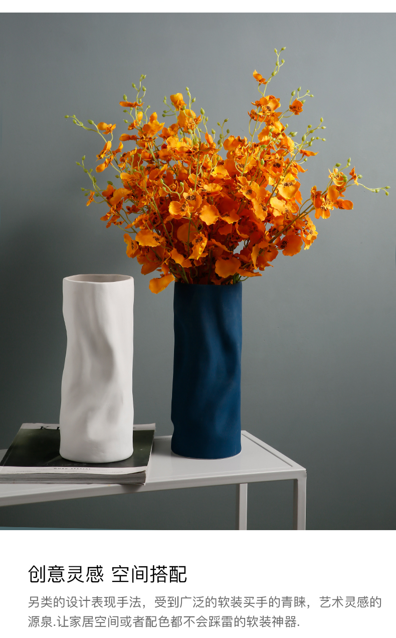 创意花瓶摆件餐桌客厅插花简约玄关电视柜陶瓷装饰花器轻奢鲜花瓶封后