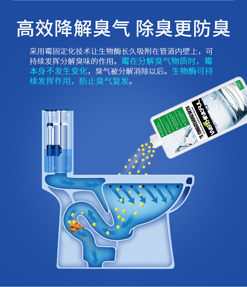 管道除臭剂厕所卫生间厨房下水道反味除臭剂家用除味剂空气清新剂 1瓶