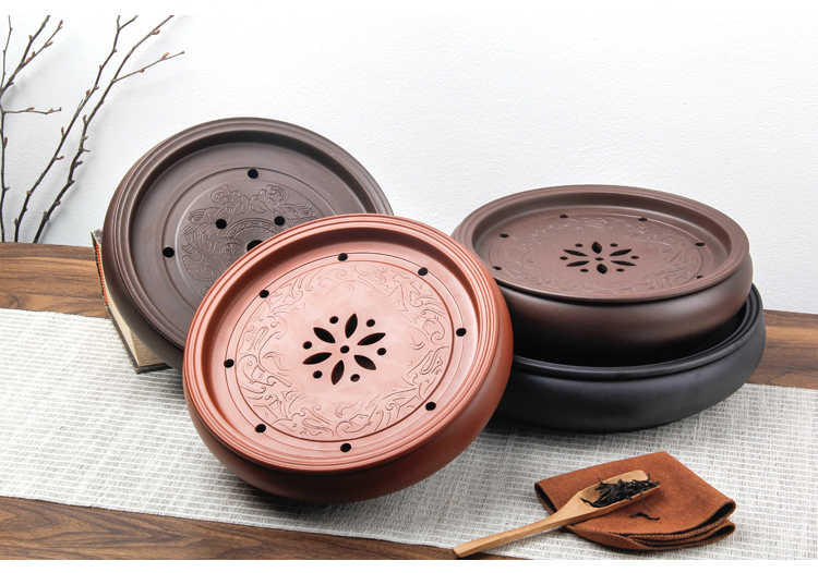 功夫茶盘茶海茶台紫砂大茶盘陶瓷茶具简约家用圆形茶托盘储水小号