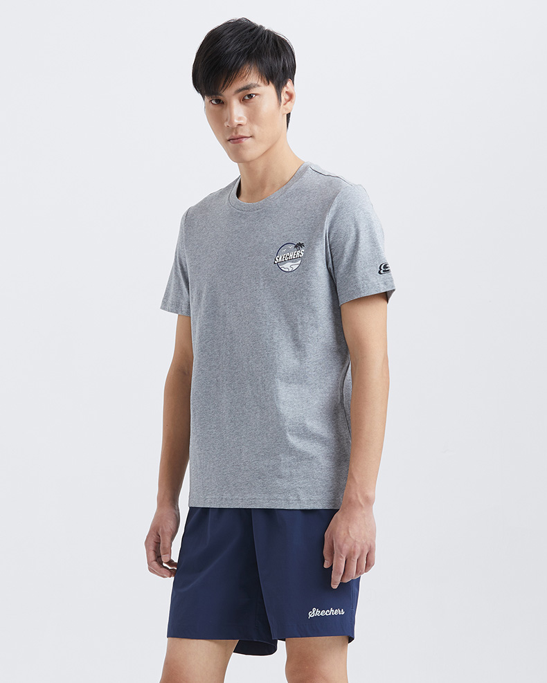 skechers斯凯奇男子夏季夏日风情印花圆领短袖t恤smlc219m024