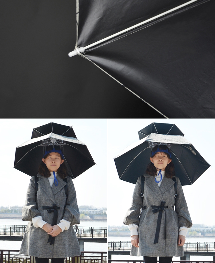 钓鱼伞帽头戴帽伞大号垂钓闪电客双层防晒遮阳折叠头顶伞雨伞帽子伞