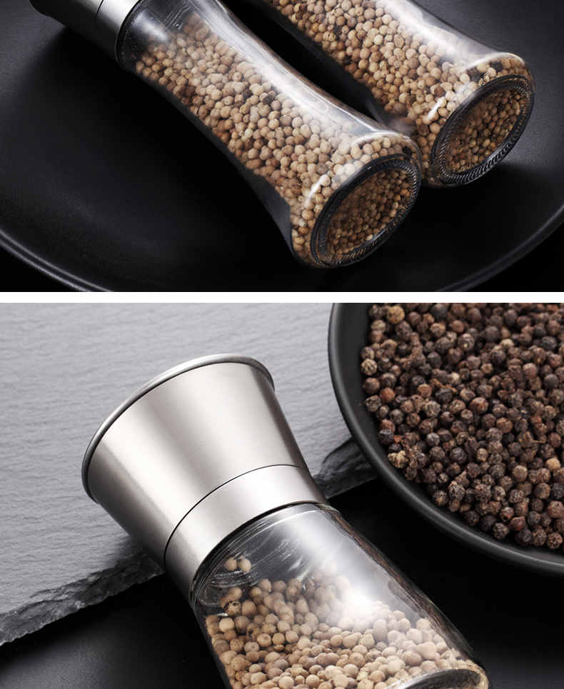 《手动现磨黑胡椒玻璃研磨器陶瓷芯家用胡椒粉花椒黑胡椒调味瓶罐子