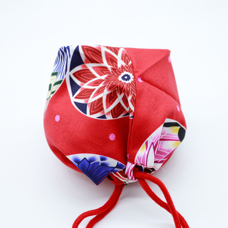 和服手袋日本和风小包手拎包布艺樱花包零钱杂物包酒红小樱花均码