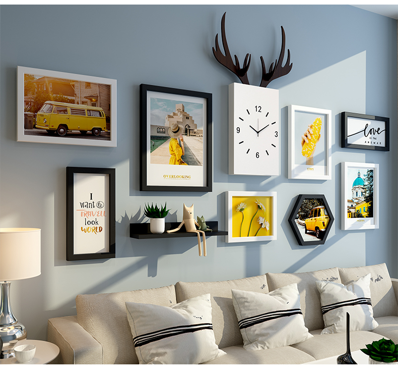 北欧客厅装饰画现代简约沙发背景墙壁画餐厅卧室墙面组合挂画黑白想象