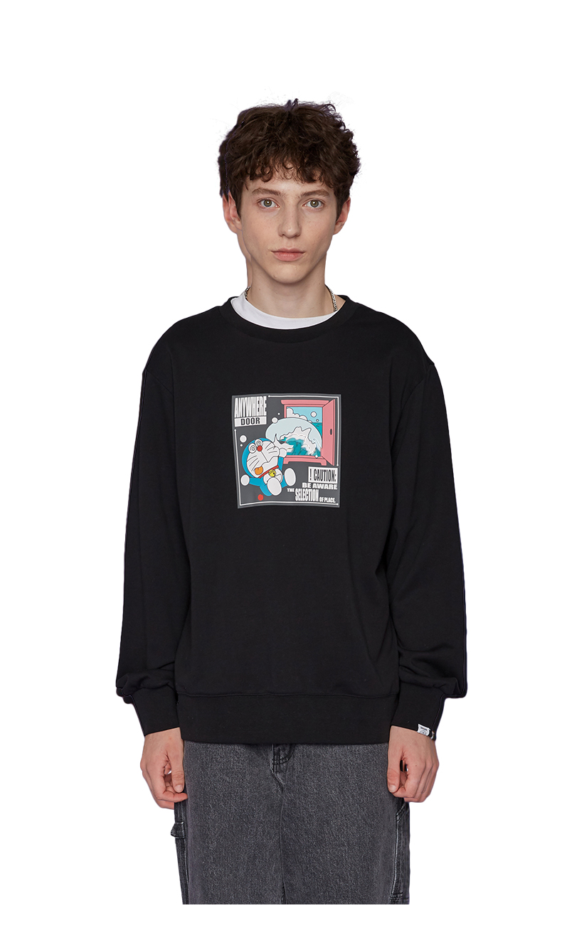 viishow哆啦a梦联名款秋季新款卫衣男日系圆领套头男士印花外套