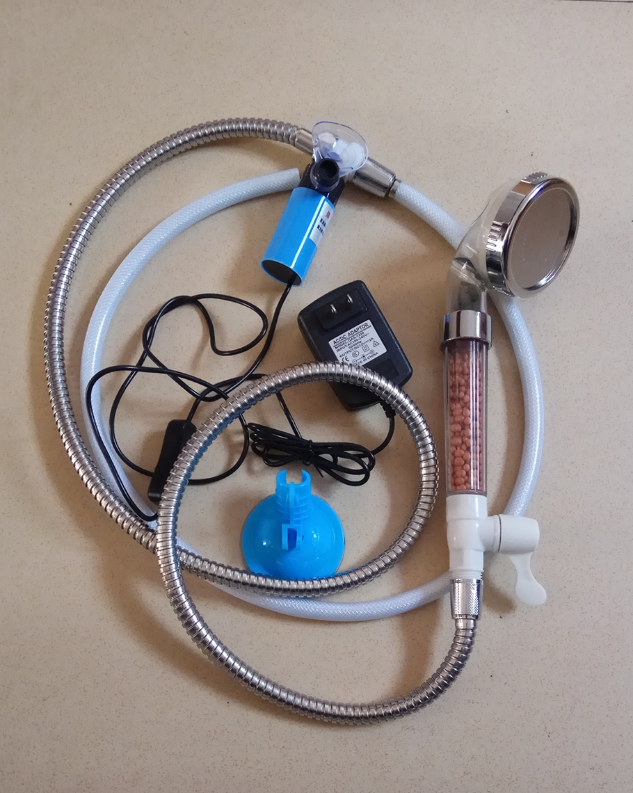 《透明负离子大喷头 电动洗澡神器水泵吸水大学生简易式热水器宿舍