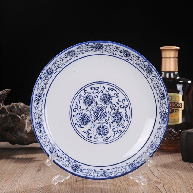 家用超大青花鱼盘陶瓷大盘子创意圆形深菜盘大盘鸡剁椒鱼头盘大号12寸