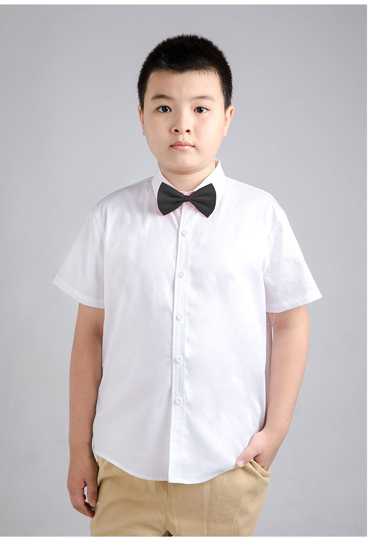 [加肥加大]胖小孩衣服男童白衬衫校园款秋冬纯棉长袖小学生校服 白色