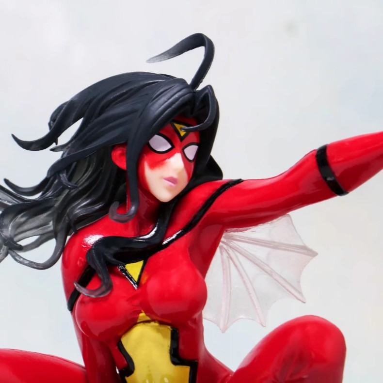 漫威英雄女蜘蛛侠漫画版spiderwoman格温蜘蛛女蹲姿模型手办摆件女
