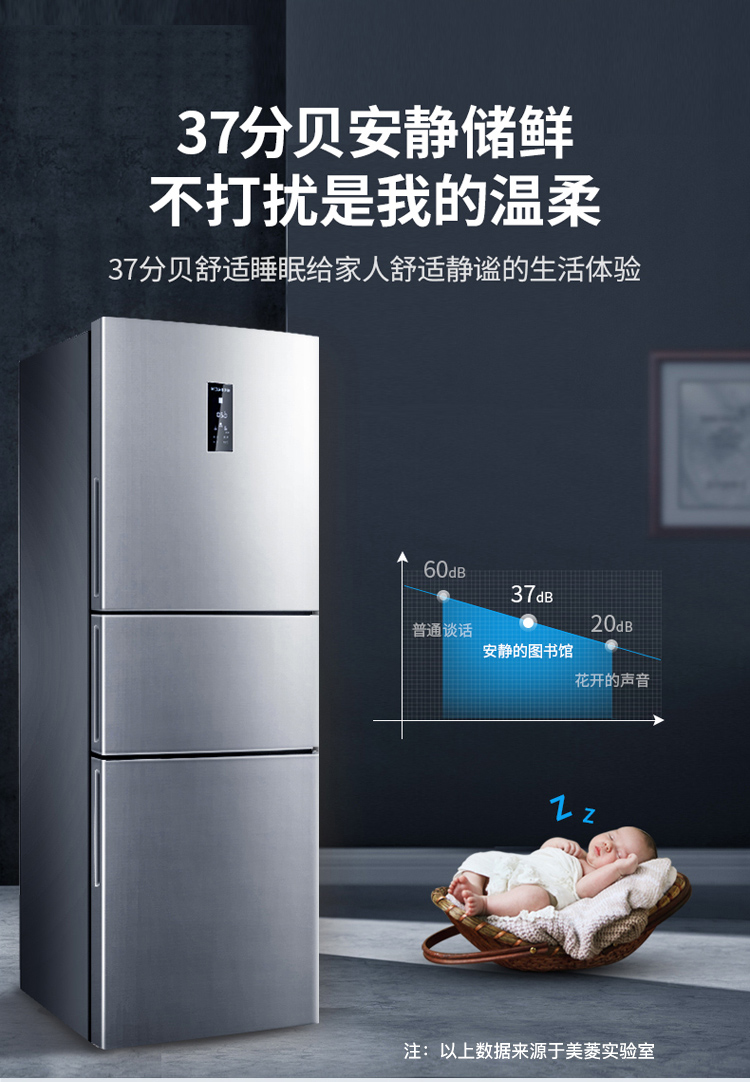 【美菱(melng)冰箱美菱冰箱 bcd-249wp3cx】 美菱(meling) 249升 三门