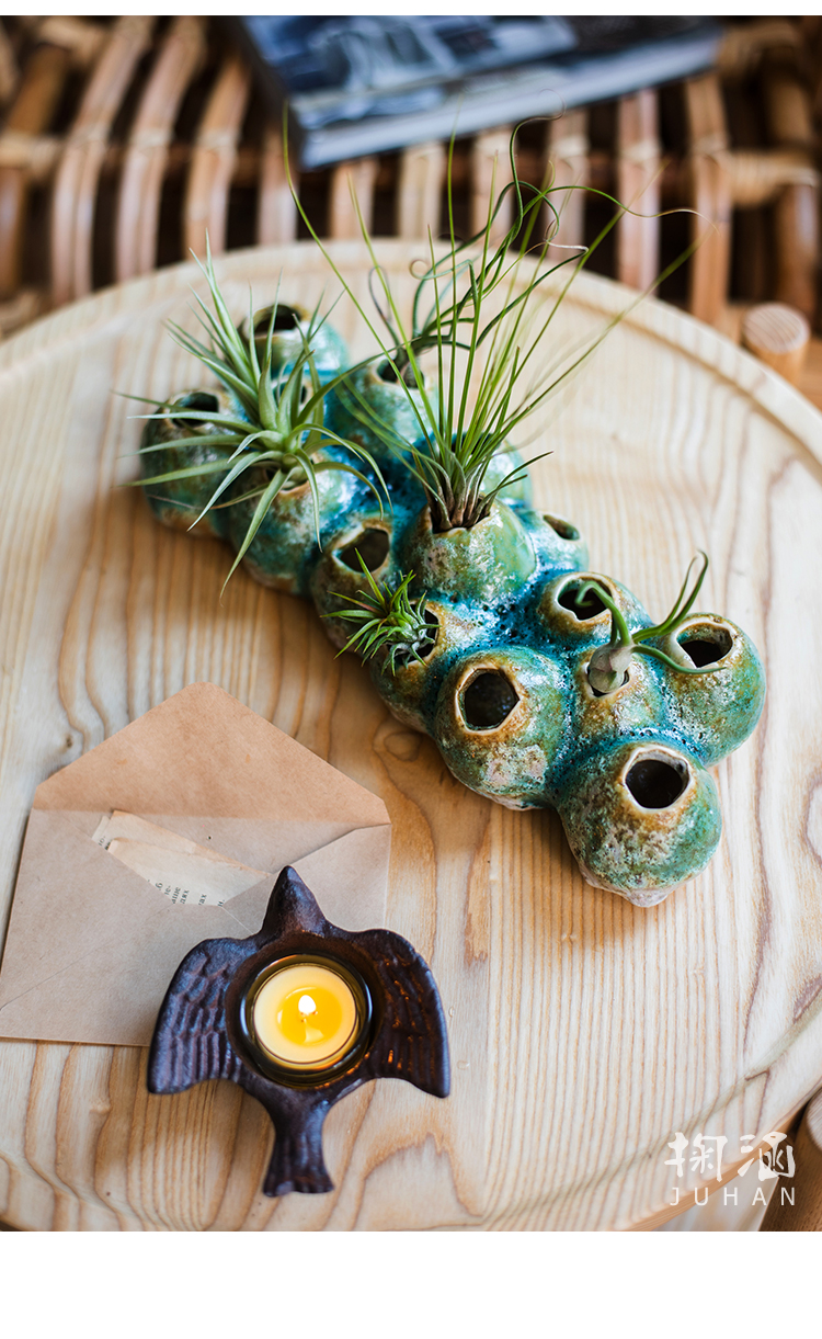 家柏饰corated陶瓷珊瑚花瓶花器花盆水培禅意古风装饰摆件创意另类