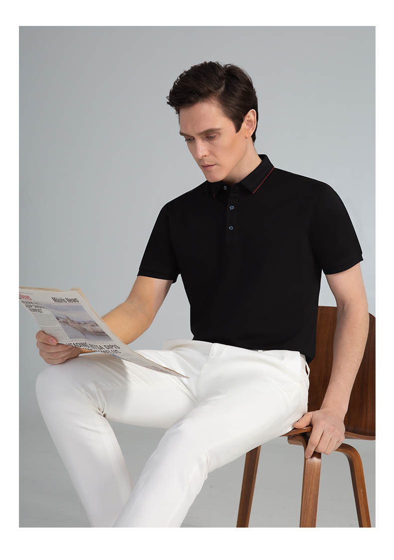 培罗蒙baromon男士polo衫短袖夏季新款透气商务纯色青年短袖t恤男t2