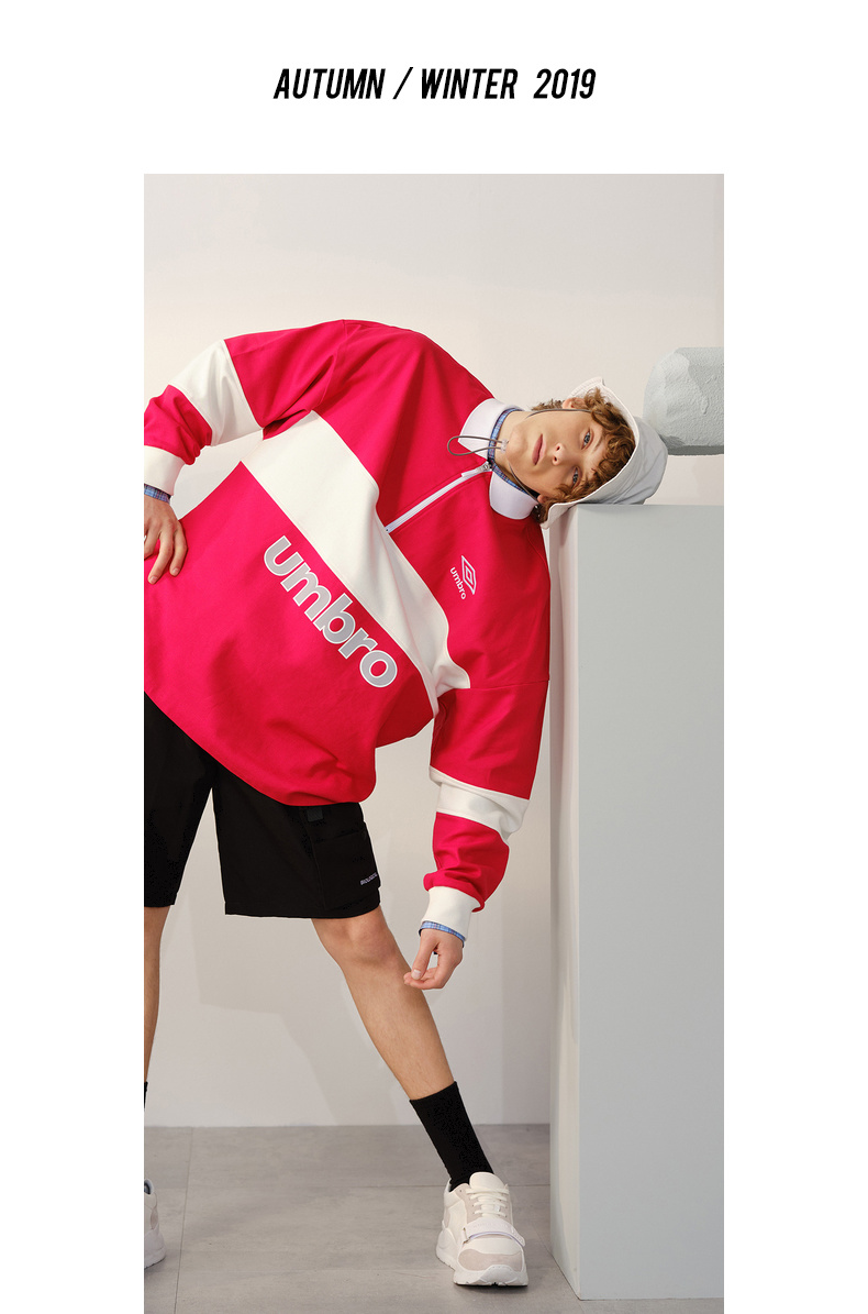 2件3折价188gxgxumbro茵宝联名商场同款秋新款潮红色半开襟套头上衣