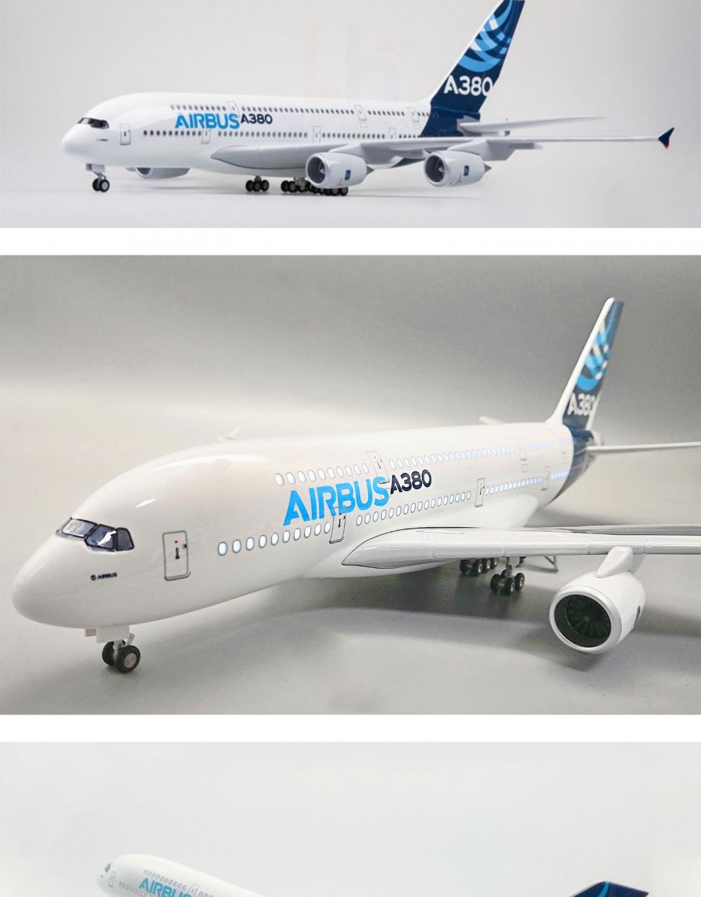 空客a380原机型47cm仿真飞机模型带轮子声控led灯声控空客模型摆飞机