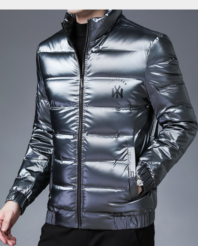 恒源祥男士羽绒服 恒源祥羽绒服男中年休闲立领亮皮防寒服冬季厚款