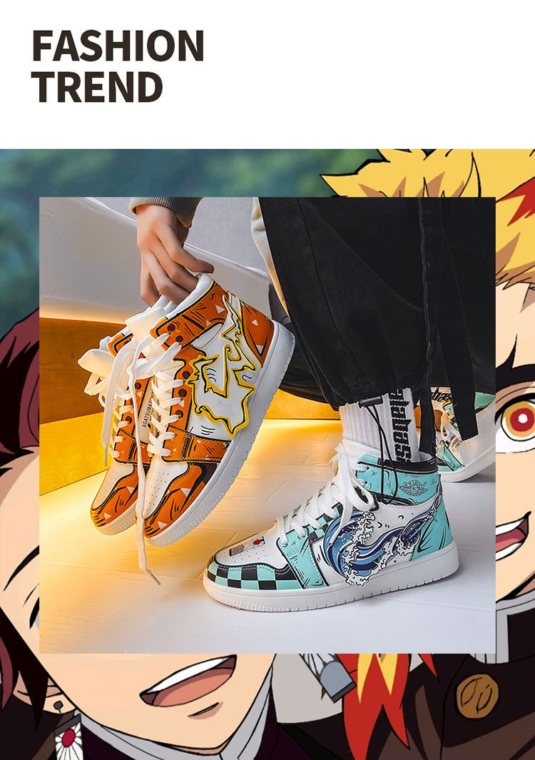 aj男鞋鬼灭之刃动漫联名鸳鸯鞋空军一号高帮板鞋男百搭学生情侣女yhc