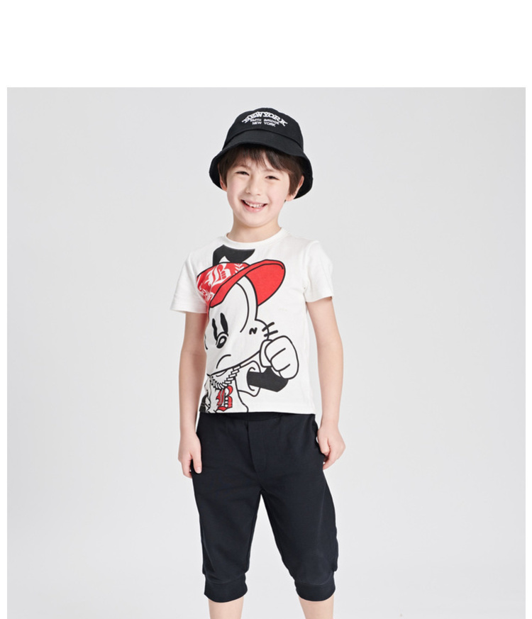 巴布豆童装男童短袖套装2019夏新款儿童短裤两件套