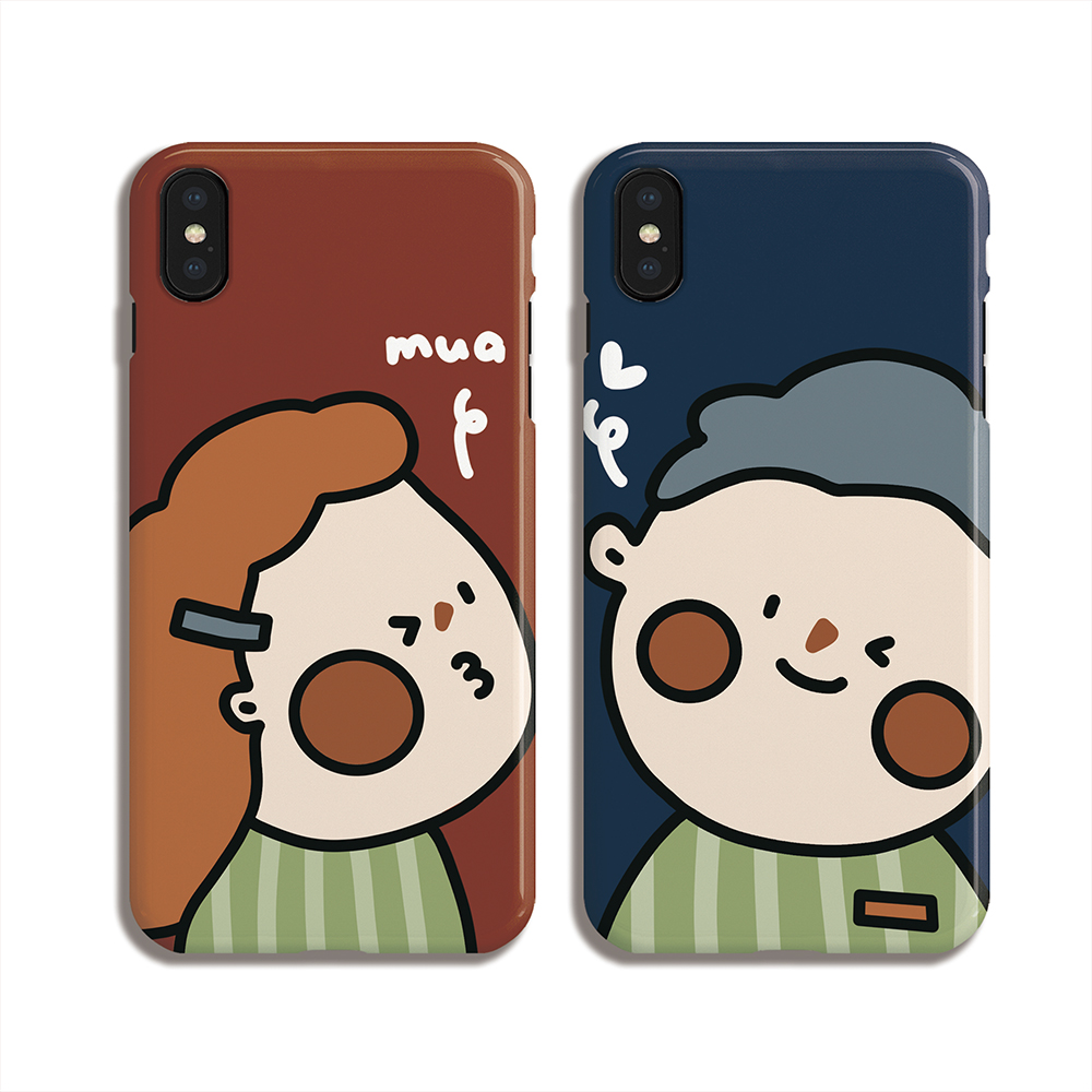 原创设计情侣亲亲插画iphonexsmax 678 华为磨砂手机壳软壳 nova4软壳