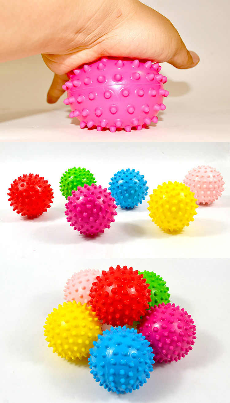 婴幼儿园伊诺特手抓带刺塑胶小皮球宝宝触觉感统儿童3寸软按摩球3英寸