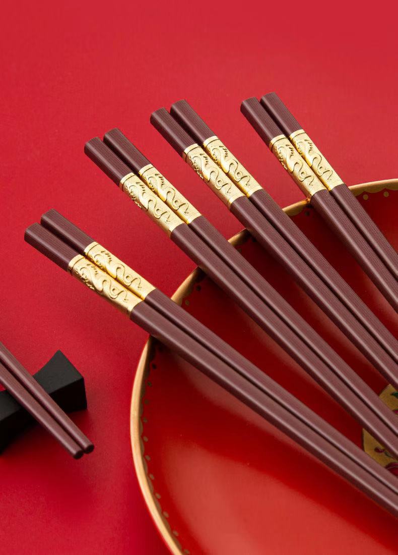 haoyangdao2021新款中国红色合金筷子防滑酒店筷10双家用结婚喜庆快2