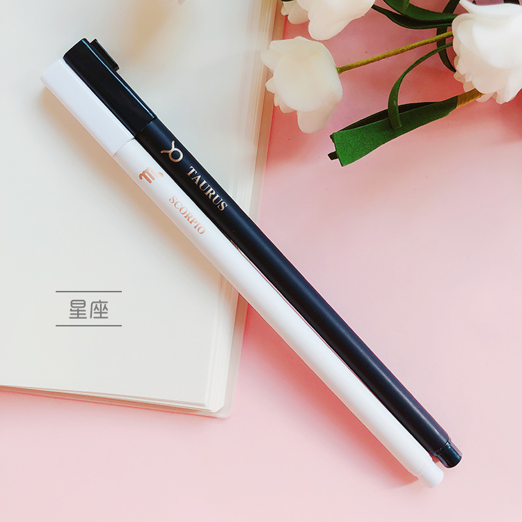 10支懒人复写的笔细杆双写学生用可爱情侣中性笔黑色05mm网红走珠笔