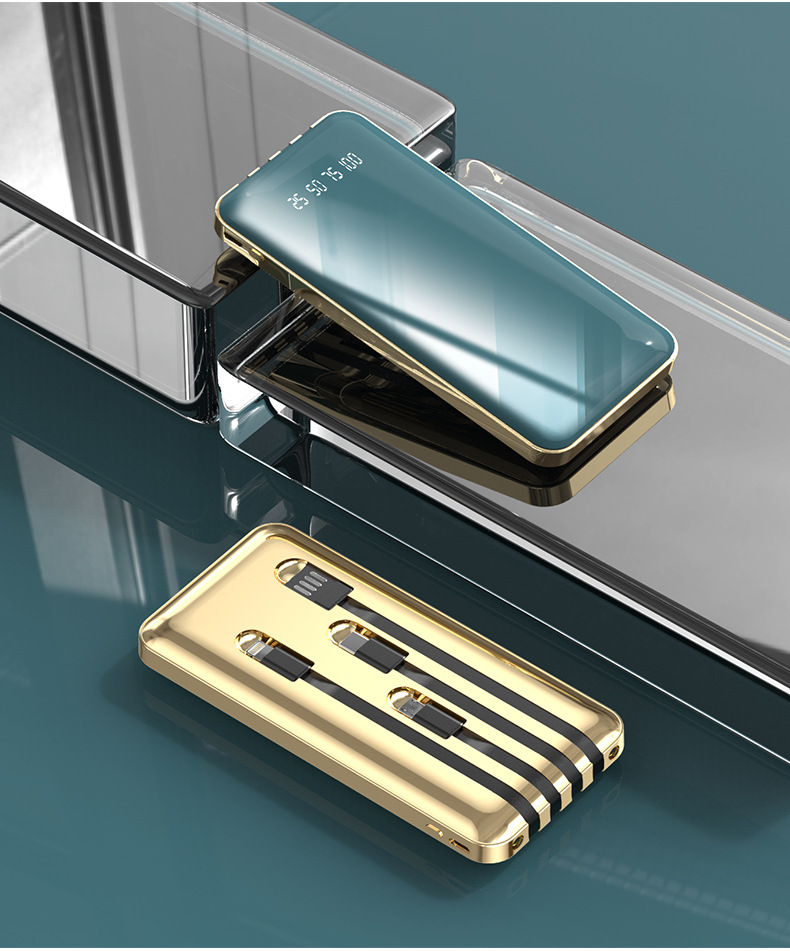 vbnm 自带线充电宝20000毫安大容量超薄小巧快充手机苹果华为安卓手机