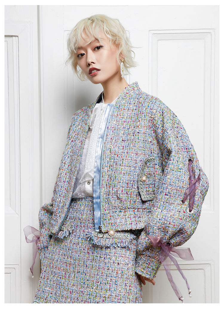 马克华菲女装2020新款春季法式小香风短款外套女时尚休闲夹克上衣