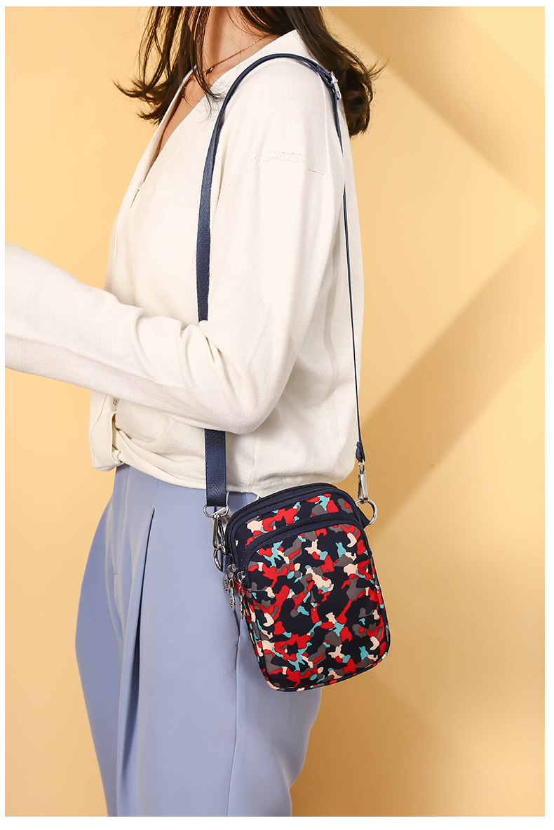 防水尼布女手机包多层包包夏季斜挎包小包女小清新竖式牛津布手机包