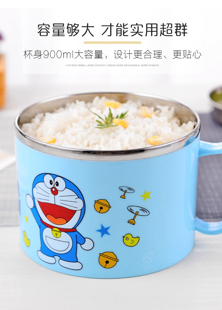 304不锈钢快餐杯卡通便当盒学生泡面碗儿童双层饭盒提锅
