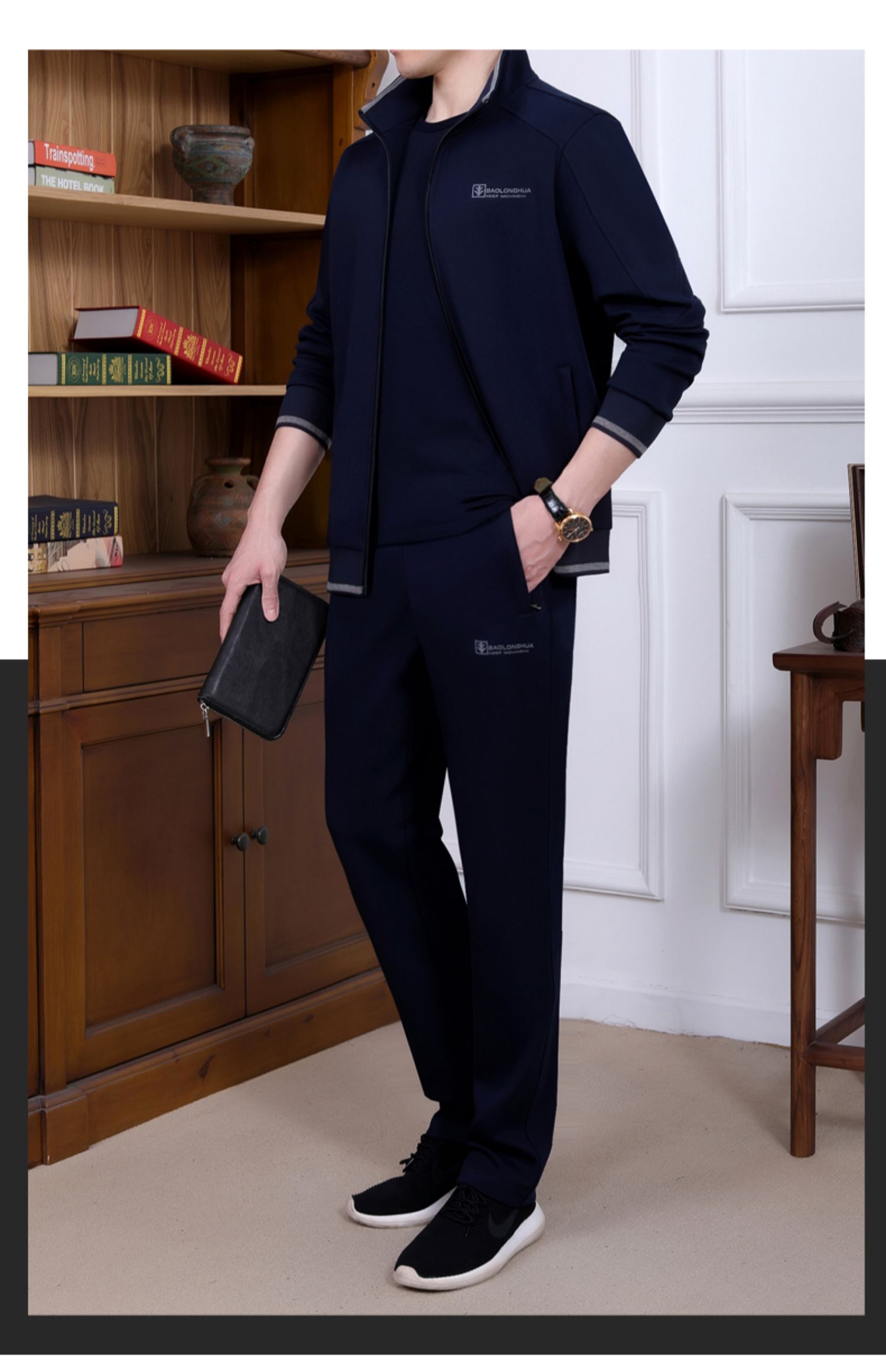 中年运动套装男士2021春秋新款爸爸装中老年休闲运动服装男三件套