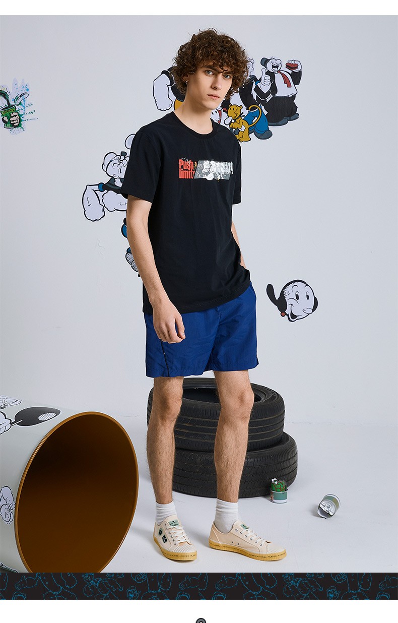 joma荷马popeye大力水手联名款男子纯棉短袖t恤21年夏季款运动上衣