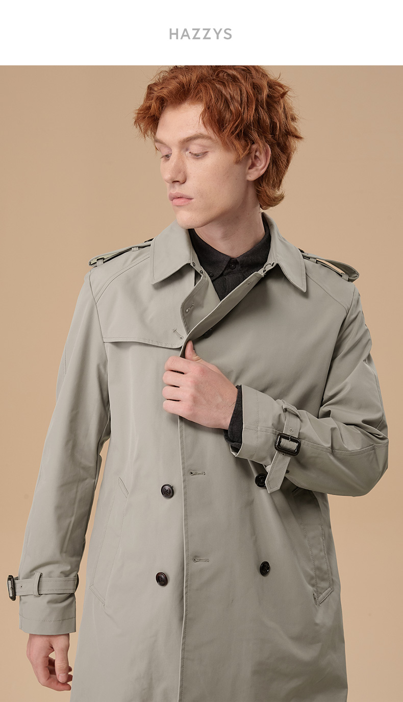【商场同款】哈吉斯hazzys 秋季新款风衣男时尚简约英伦风衣外套