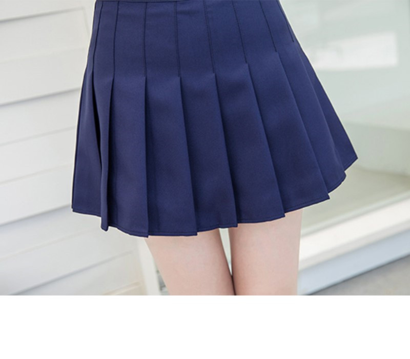 枫述百褶裙短裙女春夏新款韩版高腰a字型半身裙学院风学生百搭裙裤子