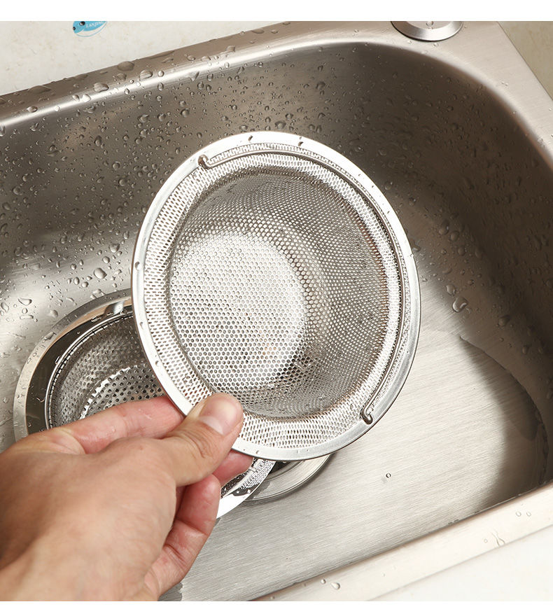 厨房水槽不锈钢过滤网器140下水器提篮网14厘米洗菜盆水池过滤网提手