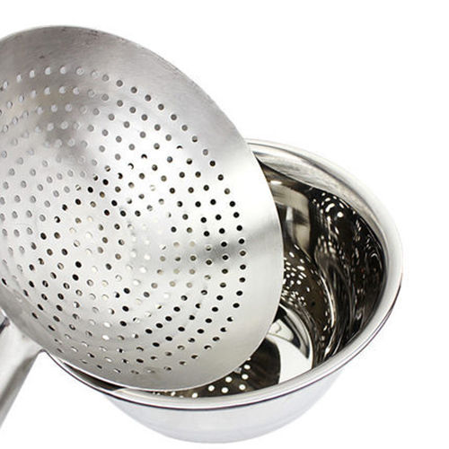 厚不锈钢漏瓢大漏勺钢漏勺厨师漏勺捞面条勺油炸勺油漏瓢