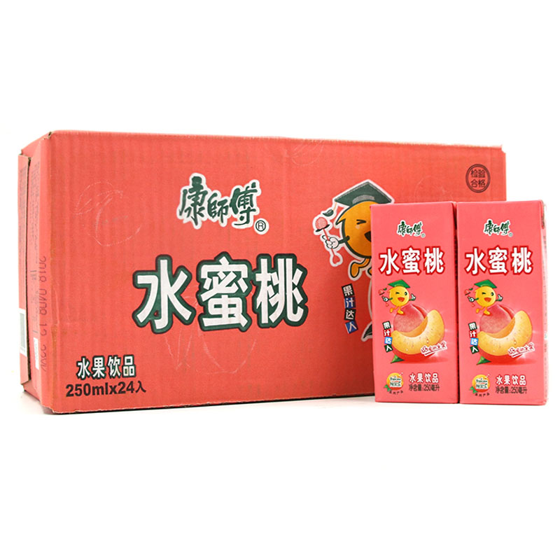 康师傅果汁/果蔬汁 康师傅水蜜桃味水果饮品盒装250ml*24盒果味饮料夏